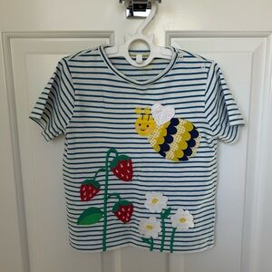 Mini Boden bee and flowers appliqué short sleeve